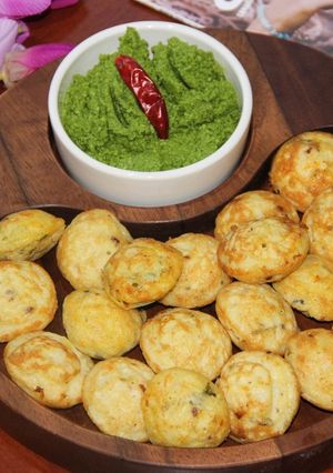 A picture of Chettinad Masala Kuzhi Paniyaram / Chettinad Style Spongy Savory Fritters.