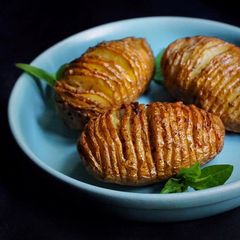 A picture of The perfect side-dish: Hasselback Potatoes.