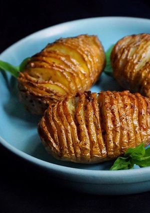 A picture of The perfect side-dish: Hasselback Potatoes.