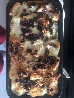 Foto resep Banana Chocolate Chips bread Pudding with almond cheese