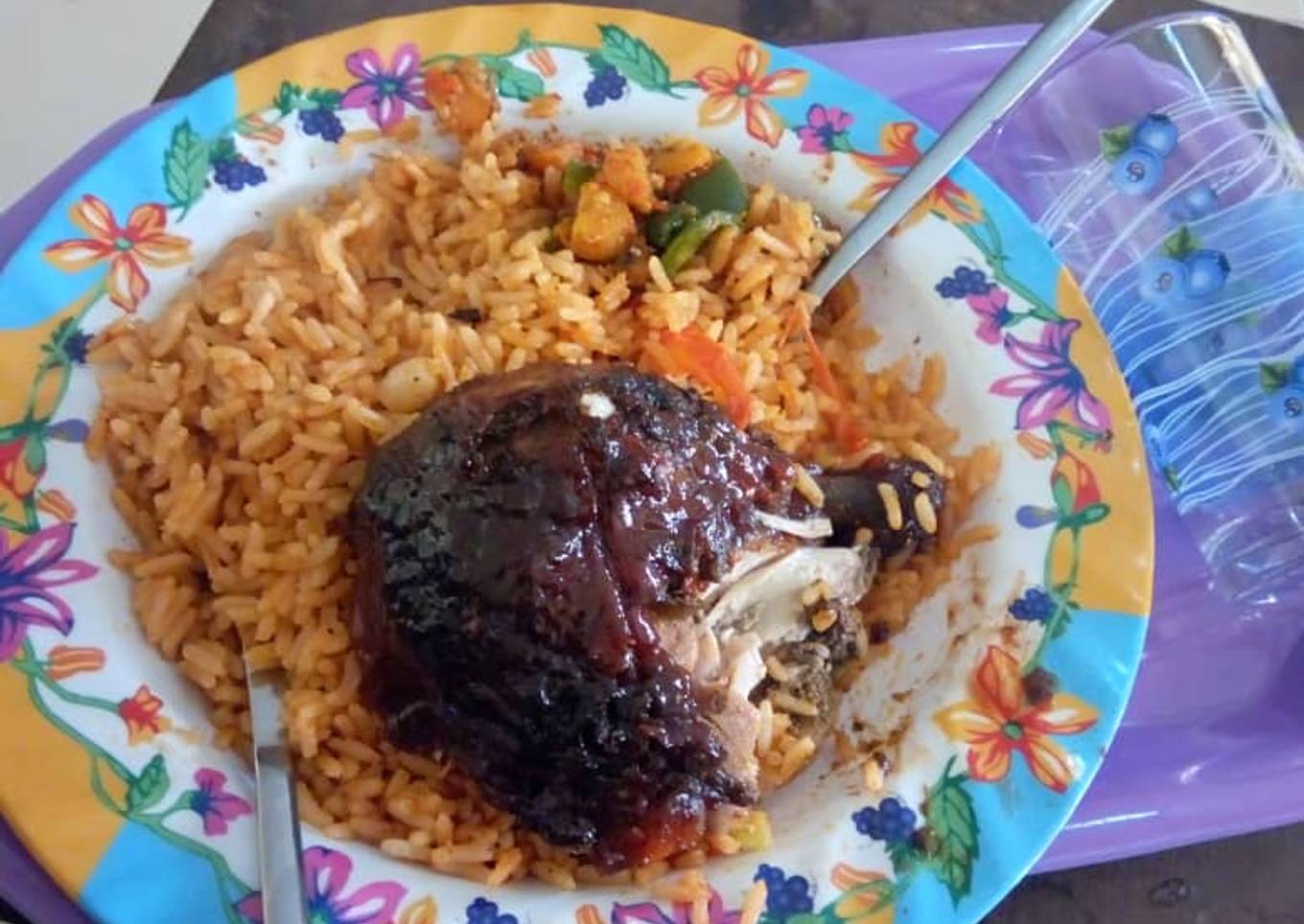 Jollof rice with grilled turkey