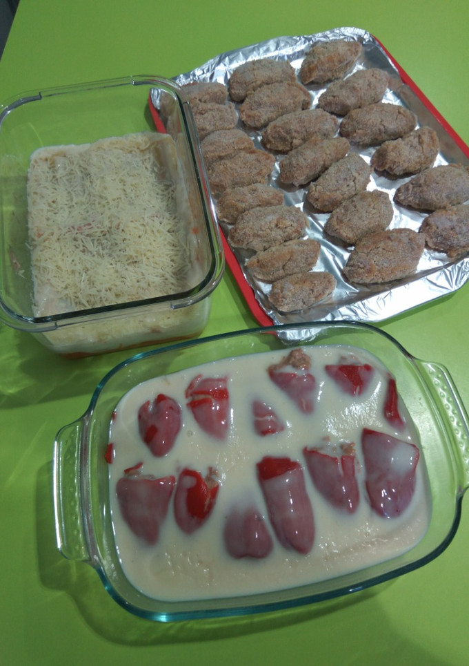 Una foto de Aprovechamiento de cocido: croquetas, pimientos rellenos y lasaña. Con Thermomix