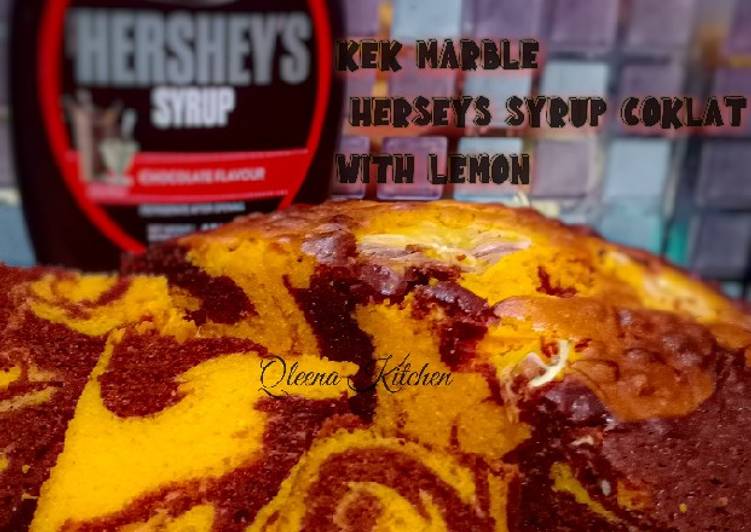 Kek marble herseys syrup coklat with lemon