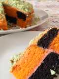 Tarta ajedrez de Halloween para niños