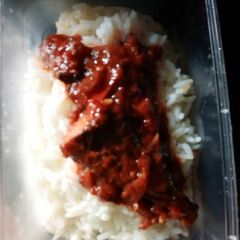 A picture of Rice with Fish sauce.