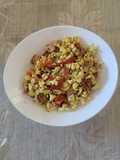 Coliflor con pavo, leche de coco y curry