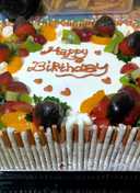 Birthday cake fruits topping
