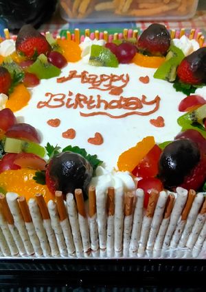 Foto resep Birthday cake fruits topping