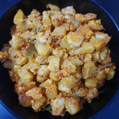 A picture of Chinese Potato Poriyal / சிறுக்கிழங்கு பொரியல் / side dish recipe for rice.