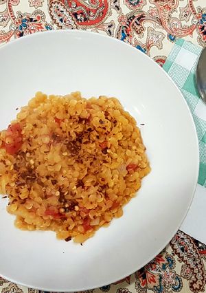 A picture of Red lentils soup.
