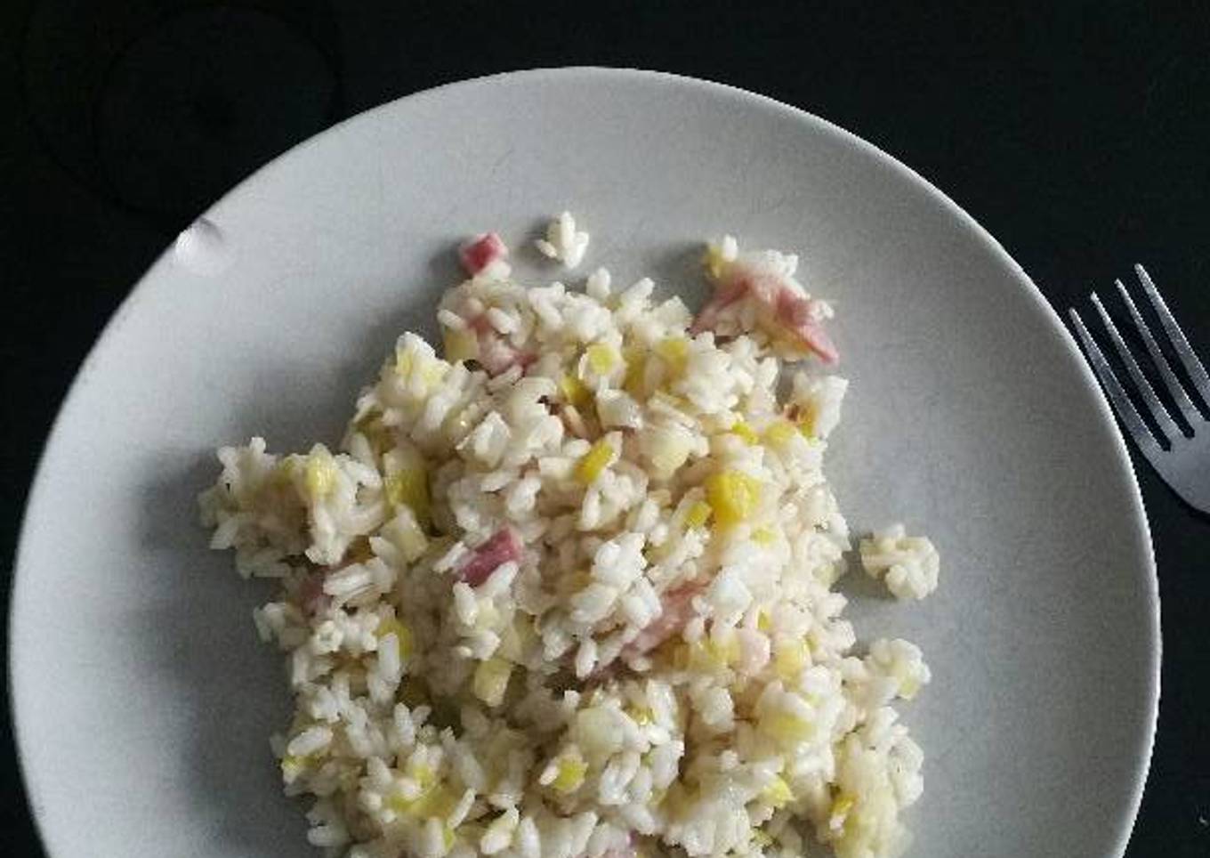 Risotto lardons poireaux