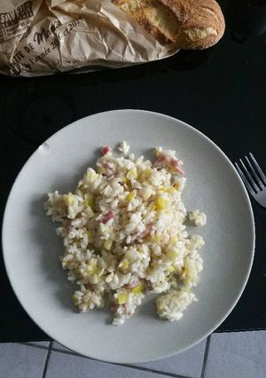 Une photo de Risotto lardons poireaux