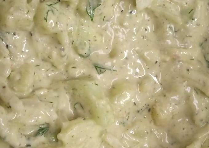 Cucumber salad with alkaline ranch dressing