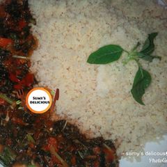 A picture of Couscous and veggies sauce.