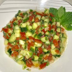 Moroccan cucumber tomato salad A picture of Moroccan cucumber tomato salad.