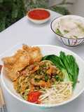 Bakmie Bayam Pangsit - Mie Ayam Bakmi Topping Ayam Jamur Kulit Krispi