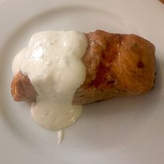 Grilled salmon with creamy horseradish sauce A picture of Grilled salmon with creamy horseradish sauce.