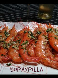 Una foto de Gambones al horno al brandy