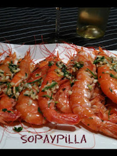 Una foto de Gambones al horno al brandy