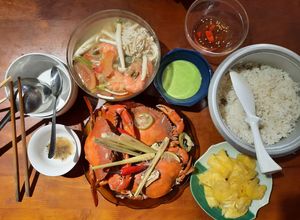 Hình của món Cua Hấp Bia.