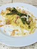 Fettuccine asparagi salsiccia e crema di pecorino