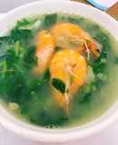 Canh hến tôm nấu mồng tơi