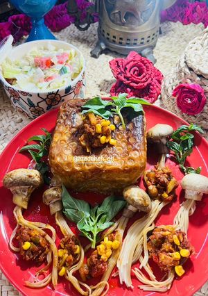 عکسی از دستور ماکارونی به شکل عروس دریایی (ماکارونی قارچی)