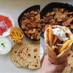 A picture of Greek Chicken gyros.