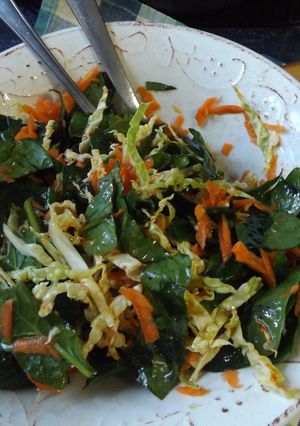 Una foto de Ensalada de repollo y espinacas