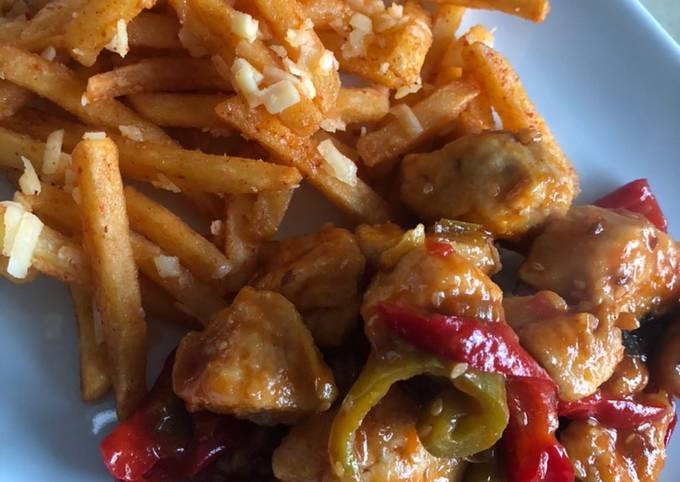 Sweet Chilli Chicken with Chilli Cheese Chips