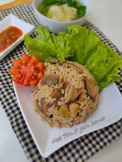 Foto resep Nasi Tim Ayam Jamur (rice cooker)