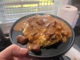 Crock pot Steak bites and gravy over mashed potatoes