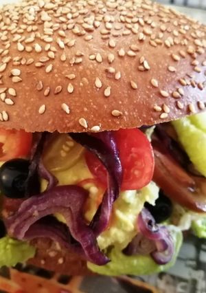 Une photo de Humberger sauce houmous pistache