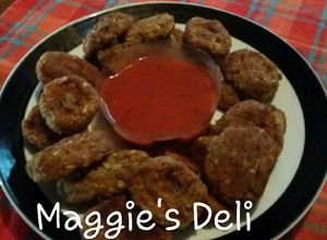 Una foto de Croquetas de calabacin y papa al horno con salsa marinara