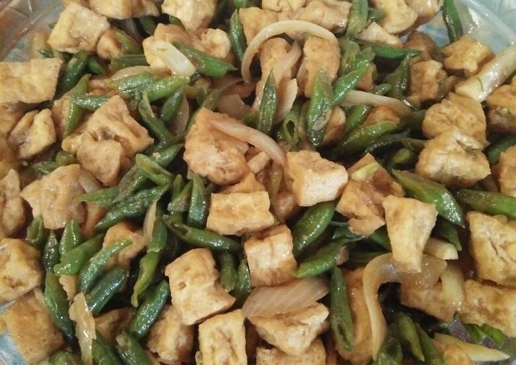 Resep Tumis kacang panjang tahu pedas oleh yusriani - Cookpad