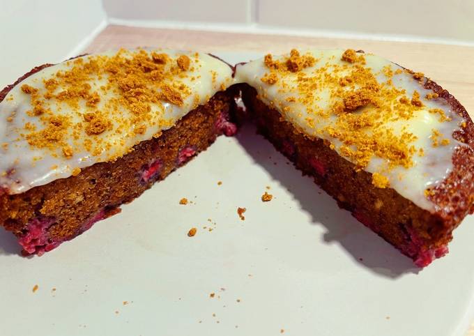 Brownie chocolat blanc spéculos et framboises 🍫