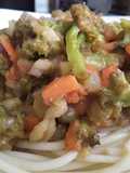 Espaguetis con ensalada tibia de vegetales...🍝