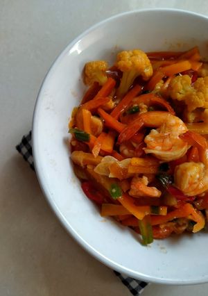 Foto resep Udang Sayur Saos Padang