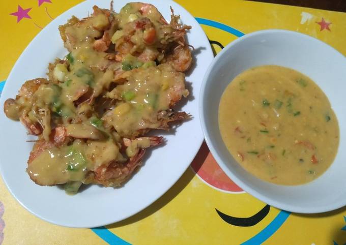 Udang siram salted egg sauce