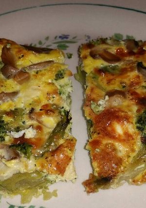 A picture of Broccoli Mushroom Quiche.