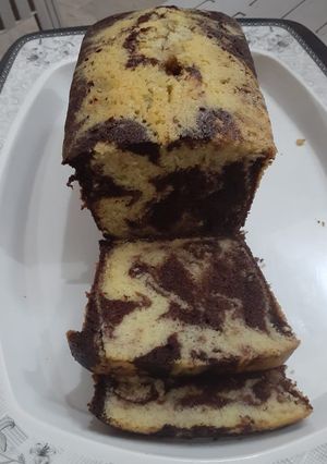 A picture of Moist Chocolate Marble cake.