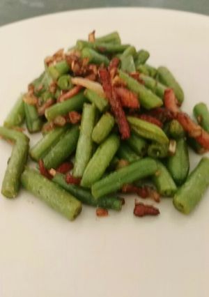 Una foto de Judías verdes con crujientes de bacon