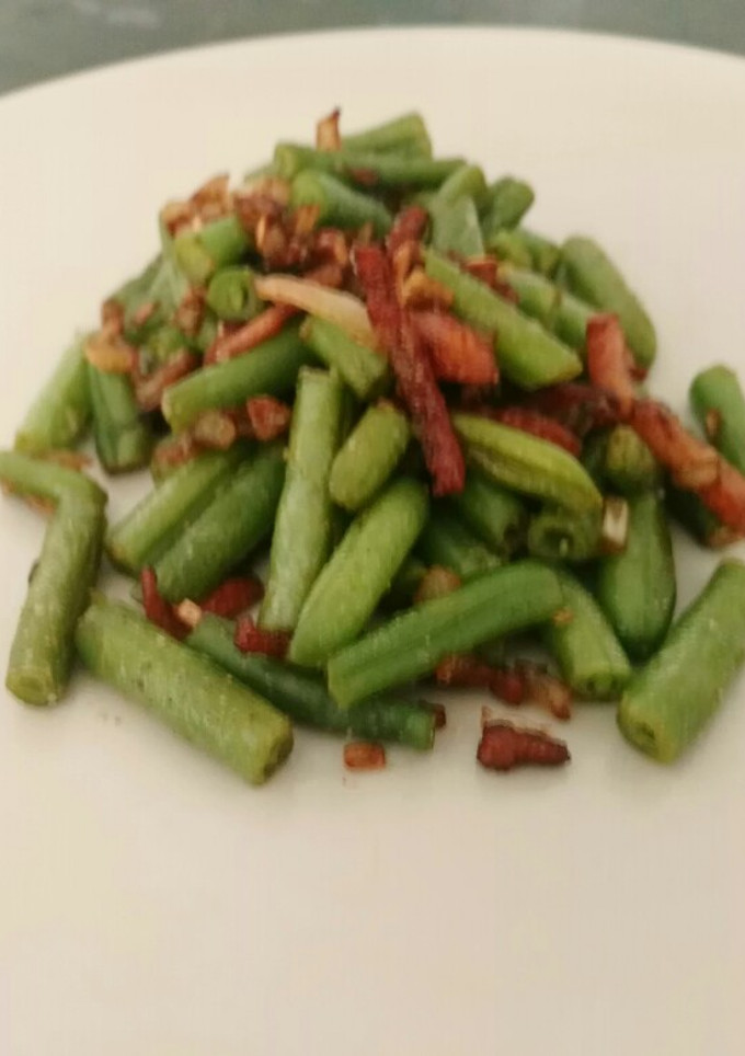 Una foto de Judías verdes con crujientes de bacon