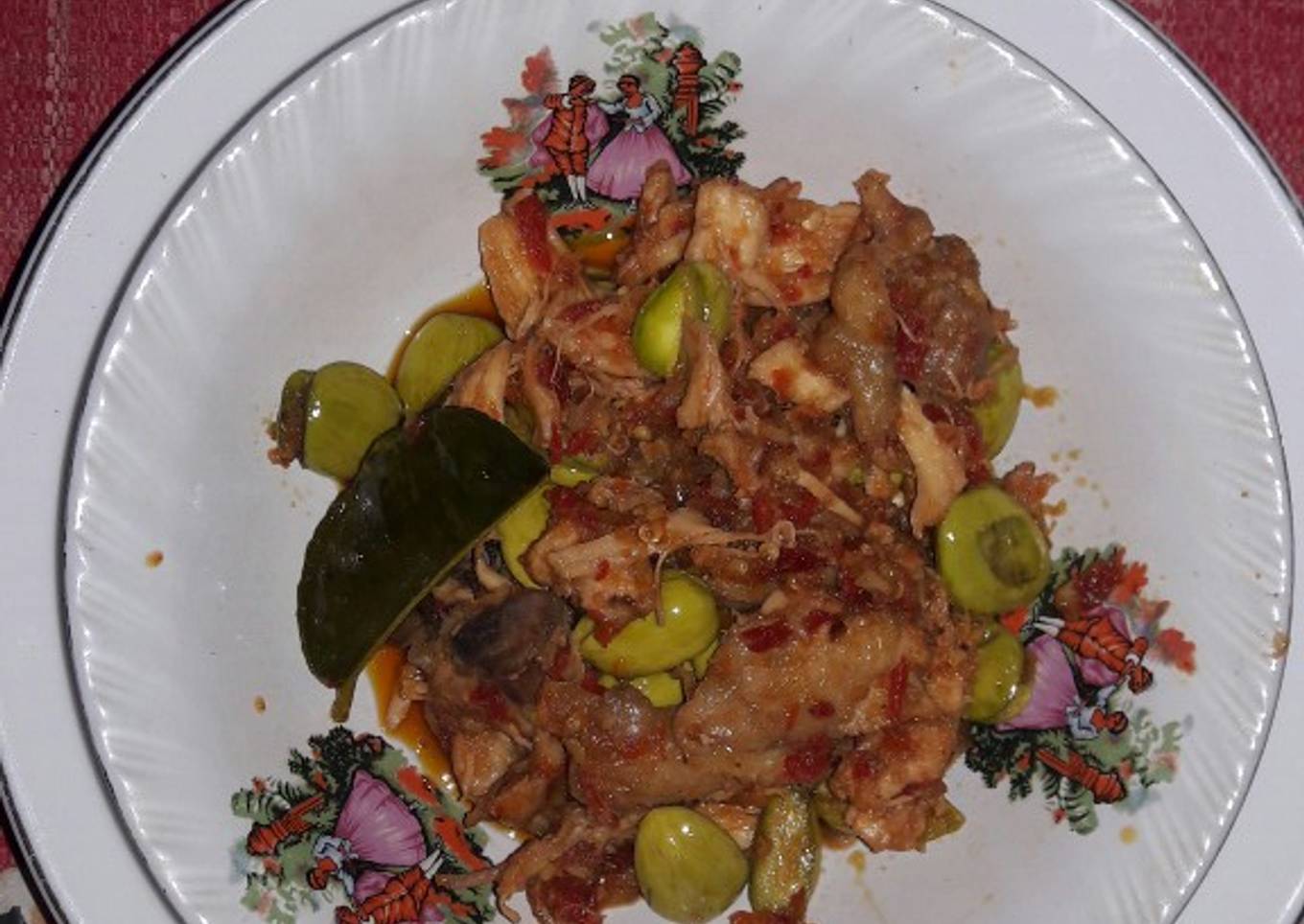 Ayam suwir petai balado pedas