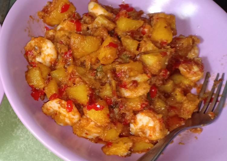 Resep Kentang udang Balado super simple 😊 yang Enak