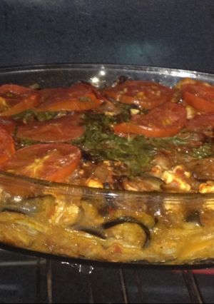 صورة لوصفة مسقعه بالبطاطا والباذنجان