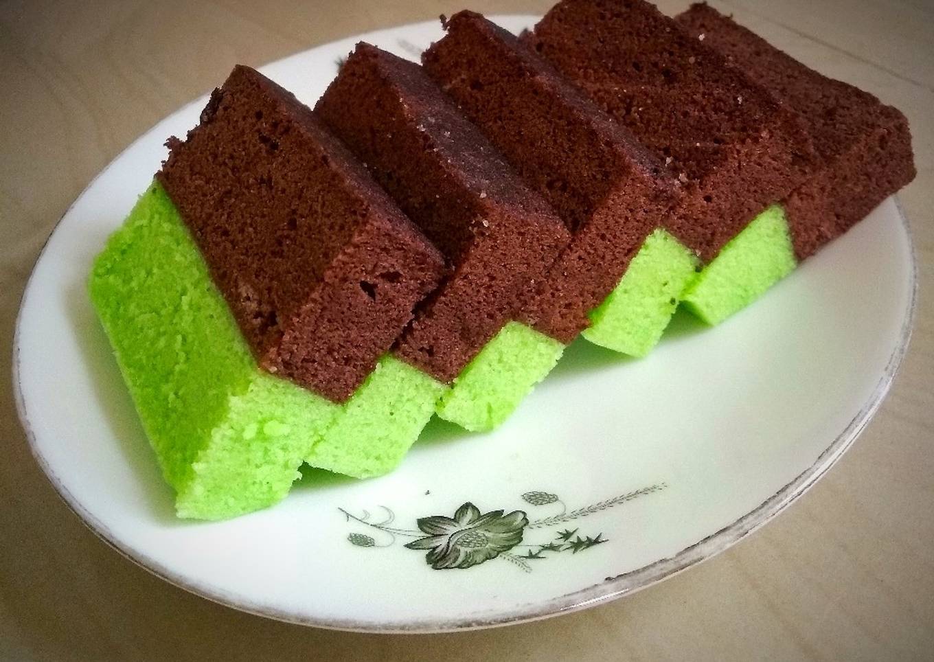 Choco Pandan Cake Kukus Putih Telur