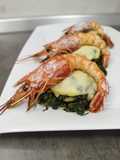Gambero al forno, scamorza, friarielli