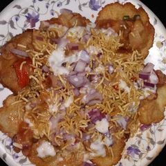 Sooji papdi chaat A picture of Sooji papdi chaat.