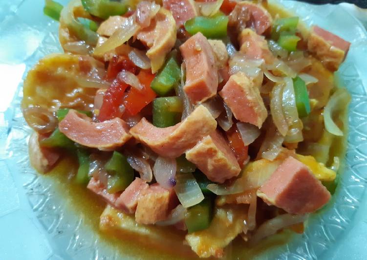 Tofu kentang rolade siram saus mentega